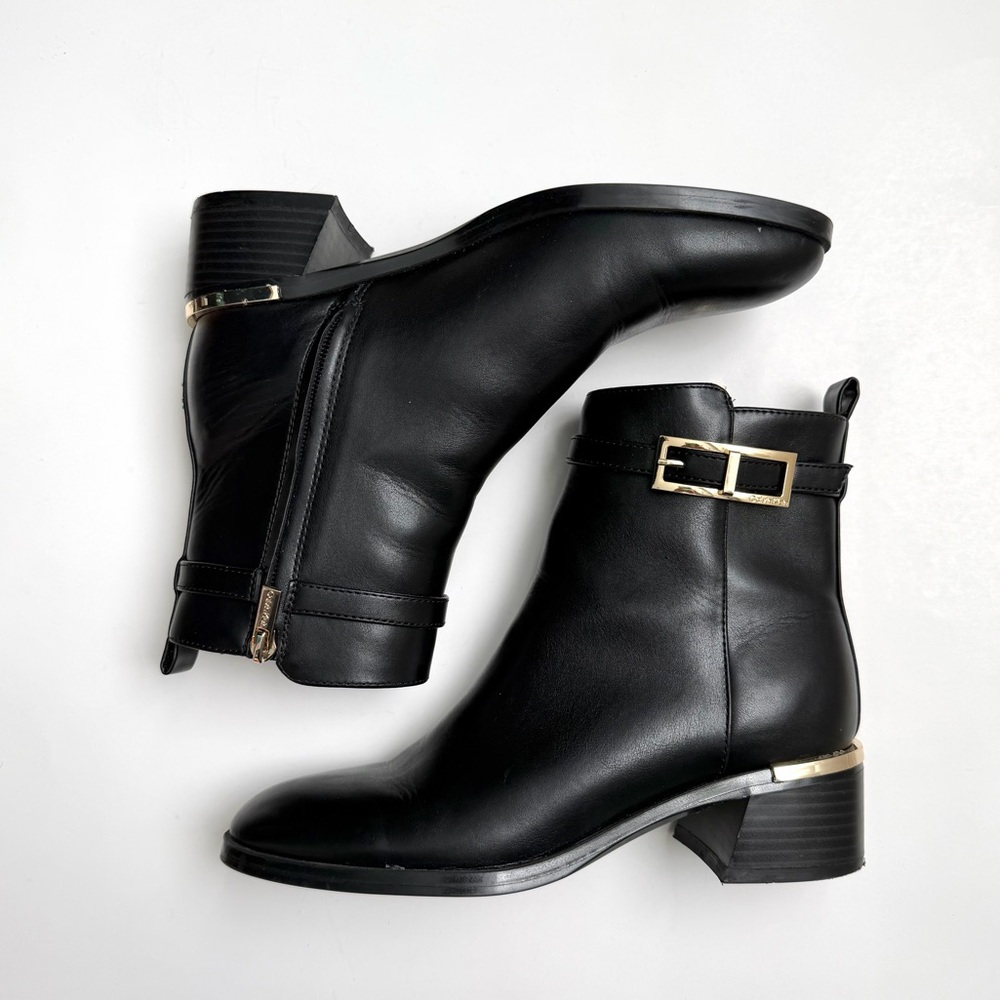Calvin Klein Faux Leather Black Jallis Boots 6.5